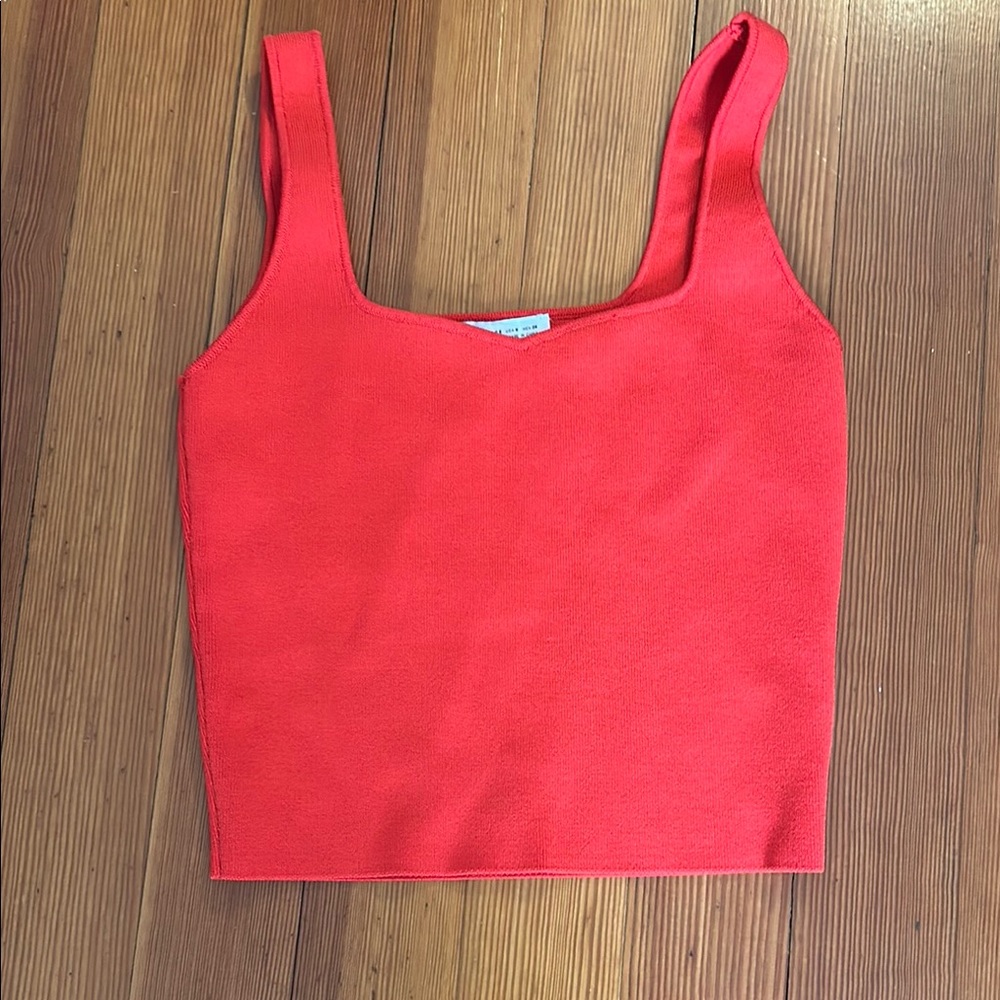 Zara Orange Red Sleeveless Crop Tank Top